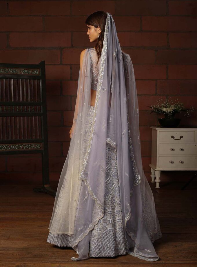 Grey Lehenga With Cape Blouse