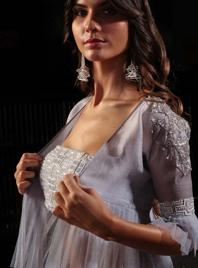 Grey Lehenga With Jacket And Tube