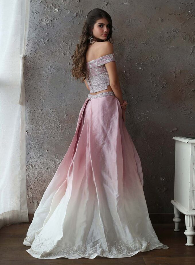 Mauve Crop Top And Pant Set