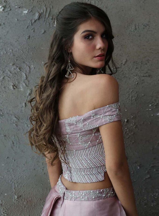 Mauve Crop Top And Pant Set