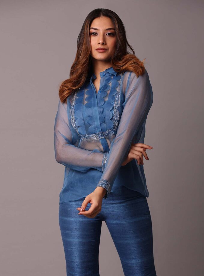 Prussian Blue Shirt Set