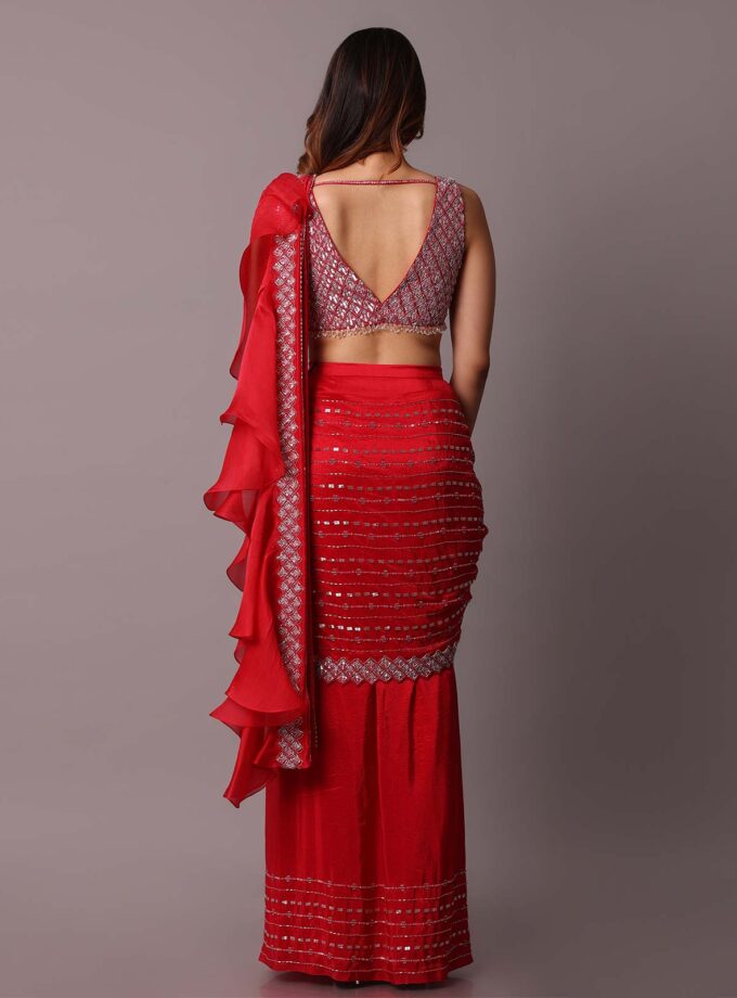 Red Draped Saree