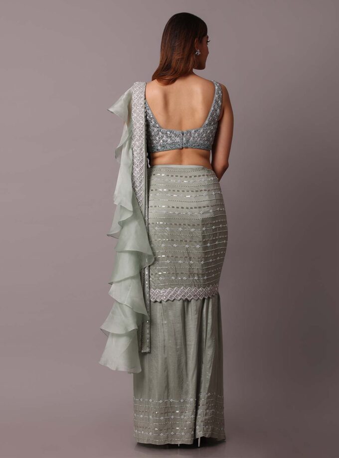 Sage Green Draped Saree