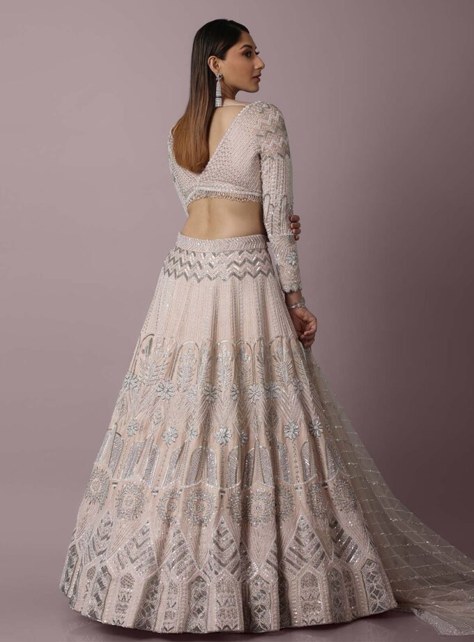 Beige Embellished Lehenga Set