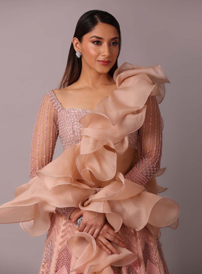 Peach Godet Skirt Set