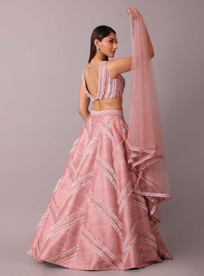 Pink 3D Shell Lehenga Set