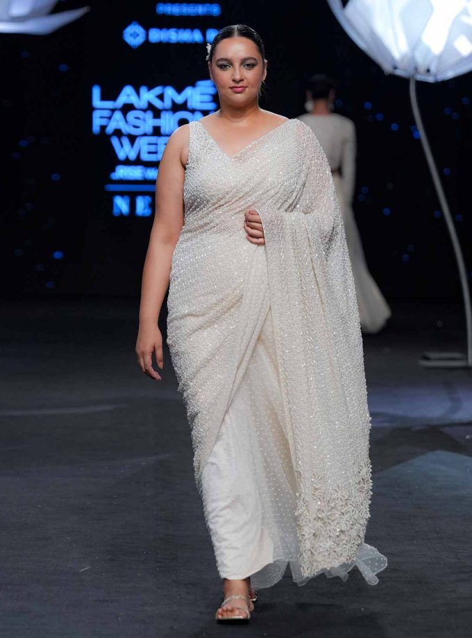 EMBELLISHED PRE DRAPE SAREE WITH BLOUSE