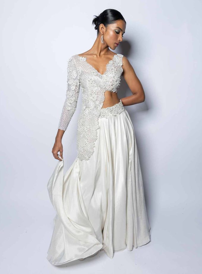 EMBELLISHED JACKET BLOUSE WITH SKIRT