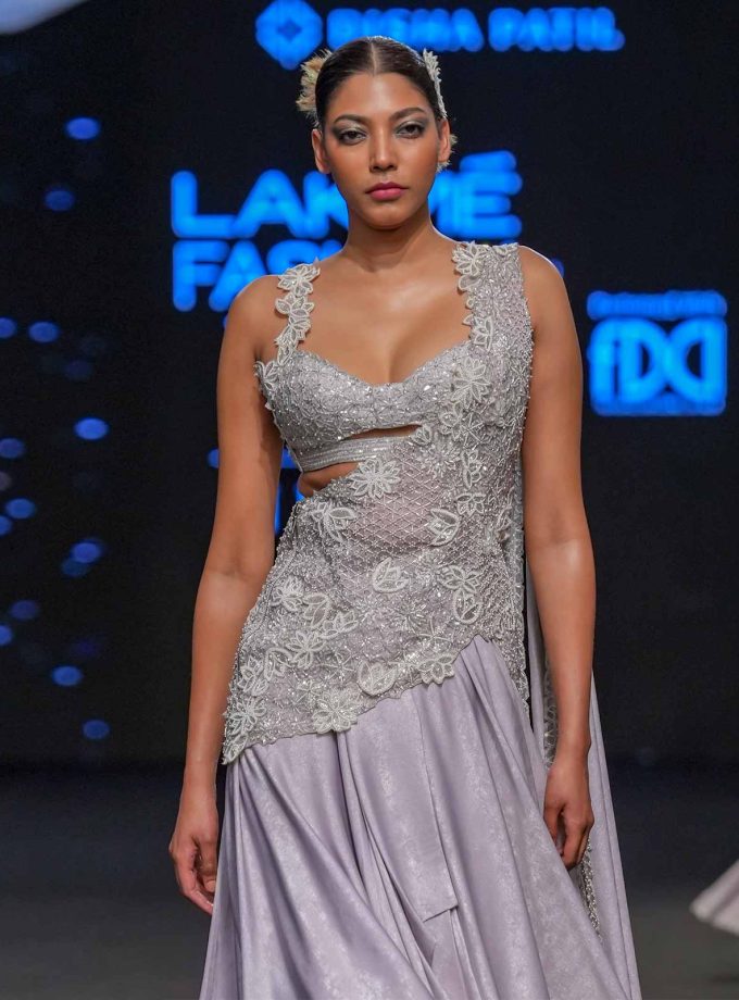 SKIRT WITH BLOUSE AND SAREE JACKET